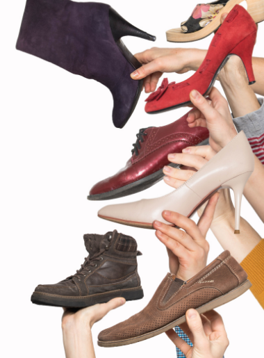 Image of women's hands holding shoes
